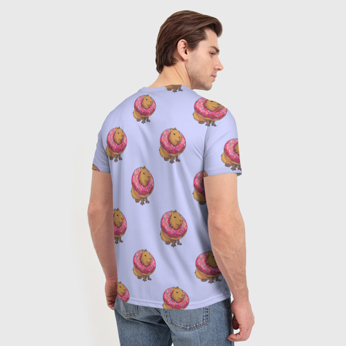 Мужская футболка 3D Капибара в пончике паттерн, цвет 3D печать - фото 4