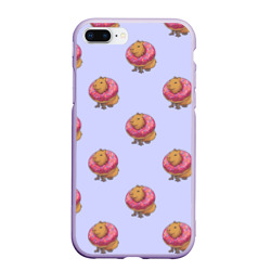 Чехол для iPhone 7Plus/8 Plus матовый Капибара в пончике паттерн