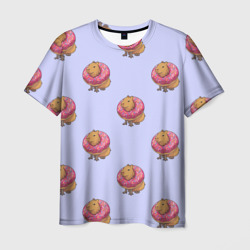 Мужская футболка 3D Капибара в пончике паттерн