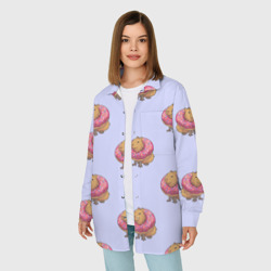 Женская рубашка oversize 3D Капибара в пончике паттерн - фото 2