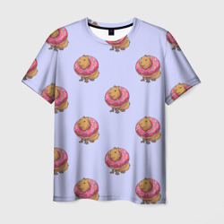 Мужская футболка 3D Капибара в пончике паттерн