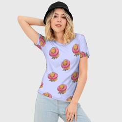 Женская футболка 3D Slim Капибара в пончике паттерн - фото 2