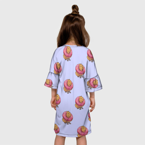 Детское платье 3D Капибара в пончике паттерн, цвет 3D печать - фото 5