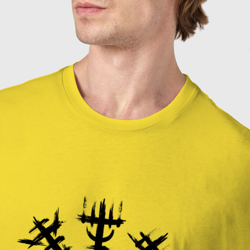 Мужская футболка хлопок Рунический став указатель пути, цвет желтый - фото 6