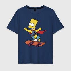 Мужская футболка хлопок Oversize Барт Симпсон - крутой скейтер