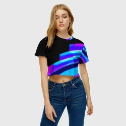 Женская футболка Crop-top 3D Яркие неоновые линии