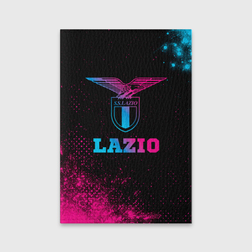Обложка для паспорта матовая кожа Lazio - neon gradient, цвет черный