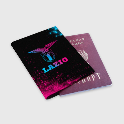 Обложка для паспорта матовая кожа Lazio - neon gradient, цвет черный - фото 3