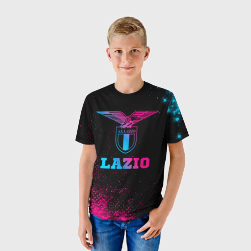 Детская футболка 3D Lazio - neon gradient, цвет 3D печать - фото 3