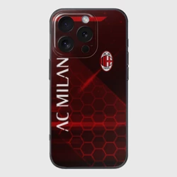 Чехол для iPhone 16 Pro силиконовый с защитой камеры Ac Milan Соты