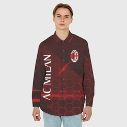 Мужская рубашка oversize 3D Ac Milan Соты - фото 2