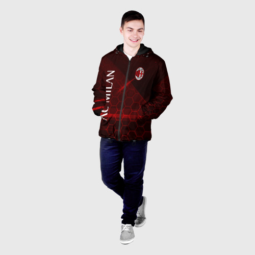 Мужская куртка 3D с принтом Ac milan Соты, фото на моделе #1