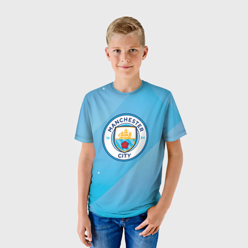 Детская футболка 3D Manchester city Абстракция, цвет 3D печать - фото 3