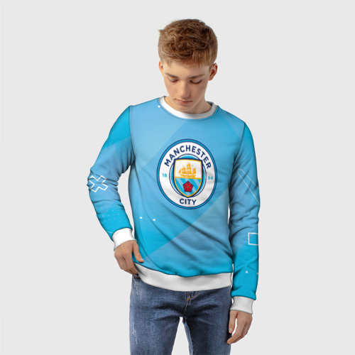 Детский свитшот 3D Manchester city Абстракция, цвет 3D печать - фото 3