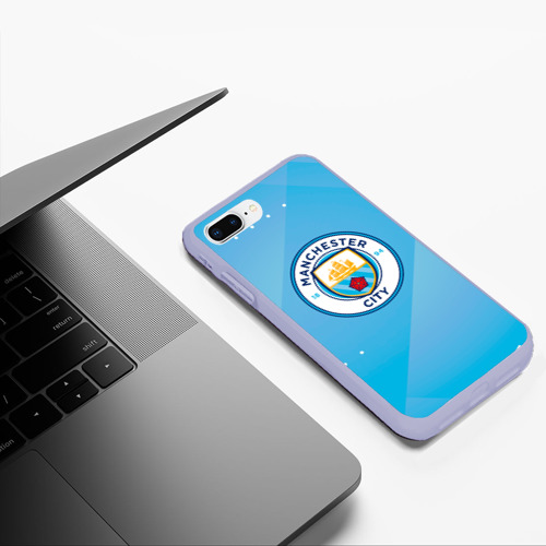 Чехол для iPhone 7Plus/8 Plus матовый Manchester city Абстракция, цвет светло-сиреневый - фото 5