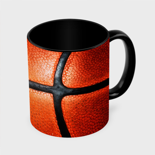 Кружка с полной запечаткой с принтом Баскетбольный мяч текстура, вид сбоку #3