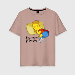 Успокойся и немного поспи - Барт Симпсон – Женская футболка хлопок Oversize с принтом купить со скидкой в -16%