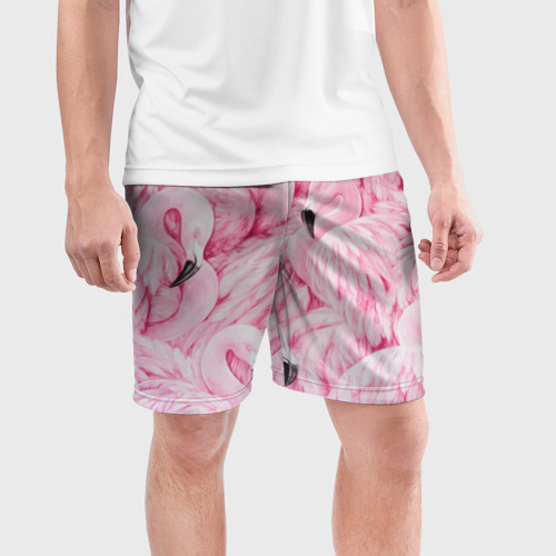 Мужские шорты спортивные Pink Flamingos, цвет 3D печать - фото 3