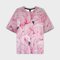 Мужская футболка oversize 3D Pink Flamingos