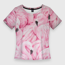 Женская футболка 3D Slim Pink Flamingos