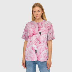 Женская футболка oversize 3D Pink Flamingos - фото 2