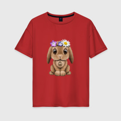Женская футболка хлопок Oversize Мир - Кролик