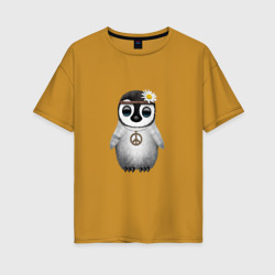 Женская футболка хлопок Oversize Мир - Пингвин
