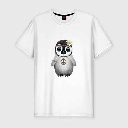 Мужская футболка хлопок Slim с принтом Мир - Пингвин, вид спереди #2