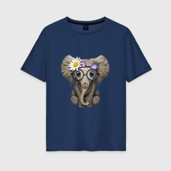 Женская футболка хлопок Oversize Мир - Слон