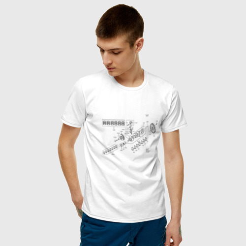 Мужская футболка хлопок Двигатель Nissan Skyline, цвет белый - фото 3