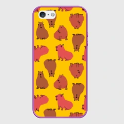 Чехол для iPhone 5/5S матовый Паттерн с капибарами