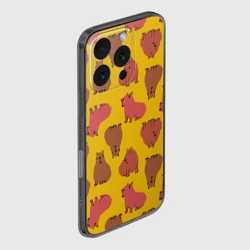 Чехол для iPhone 16 Pro силиконовый с защитой камеры Паттерн с капибарами - фото 2