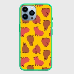 Чехол для iPhone 14 Pro Max Паттерн с капибарами