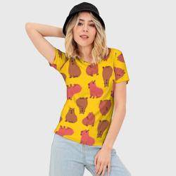 Женская футболка 3D Slim Паттерн с капибарами - фото 2