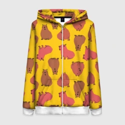 Женская толстовка 3D на молнии Паттерн с капибарами