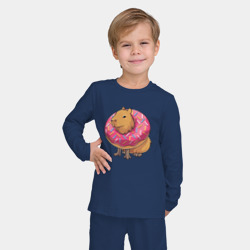 Детская пижама с лонгсливом хлопок Капибара и пончик - фото 2