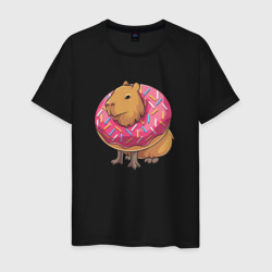Мужская футболка хлопок Капибара и пончик