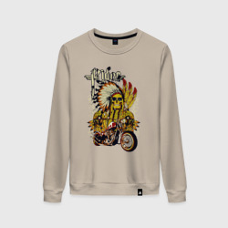 Женский свитшот хлопок Череп, мотоцикл и надпись Rider