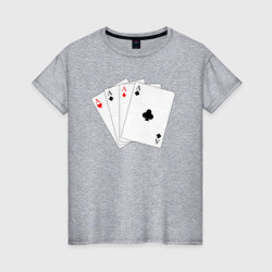 Женская футболка хлопок Игральные карты - четыре туза