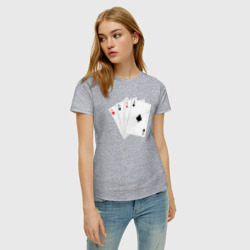 Женская футболка хлопок Игральные карты - четыре туза - фото 2