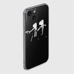 Чехол для iPhone 15 силиконовый с защитой камеры Капибары Криминальное чтиво - фото 2