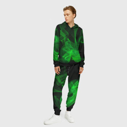 Мужской костюм с толстовкой 3D Зелёный абстрактный дым - фото 2