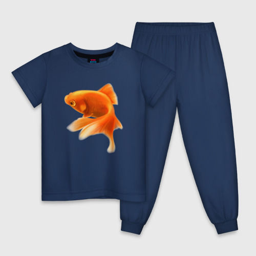 Детская пижама хлопок с принтом Китайский карась - Золотая рыбка, вид спереди #2