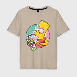 Мужская футболка хлопок Oversize Барт Симпсон пьёт лимонад
