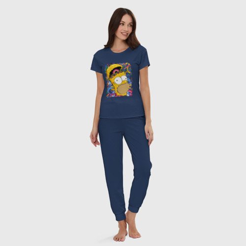 Женская пижама хлопок Мозг Гомера Симпсона - постер, цвет темно-синий - фото 5