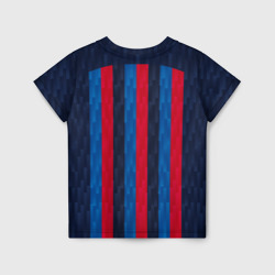 Футболка с принтом Барселона форма 2022-2023 для ребенка, вид сзади №1. Цвет основы: белый