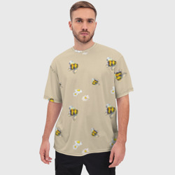 Мужская футболка oversize 3D Цветы Ромашки и Пчёлы - фото 2