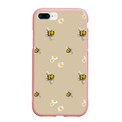 Чехол для iPhone 7Plus/8 Plus матовый Цветы Ромашки и Пчёлы