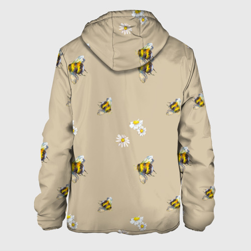 Мужская куртка 3D с принтом Цветы Ромашки и Пчёлы, вид сзади #1