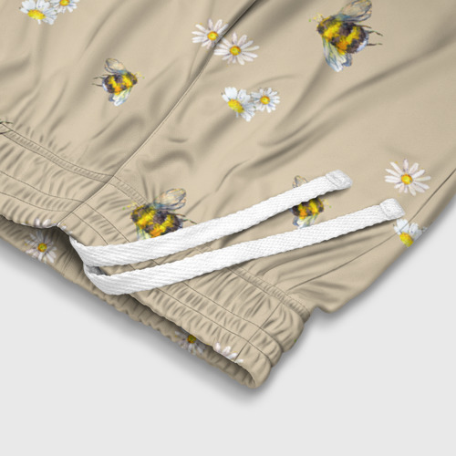 Детские спортивные шорты 3D Цветы Ромашки и Пчёлы, цвет 3D печать - фото 6